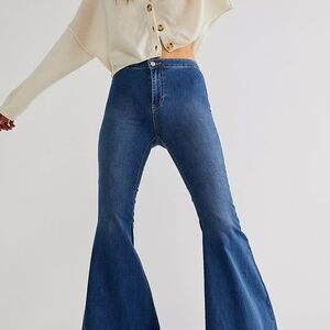 High-Waisted Blue Flare Jeans